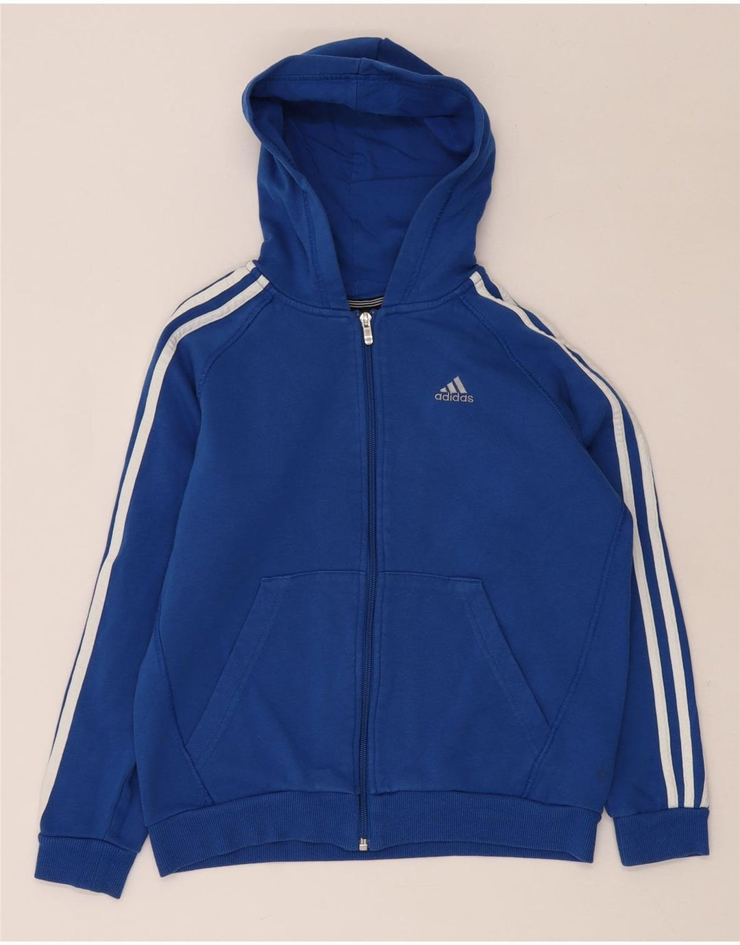 ADIDAS Pull à capuche zippé garçon 11-12 ans Bleu Coton