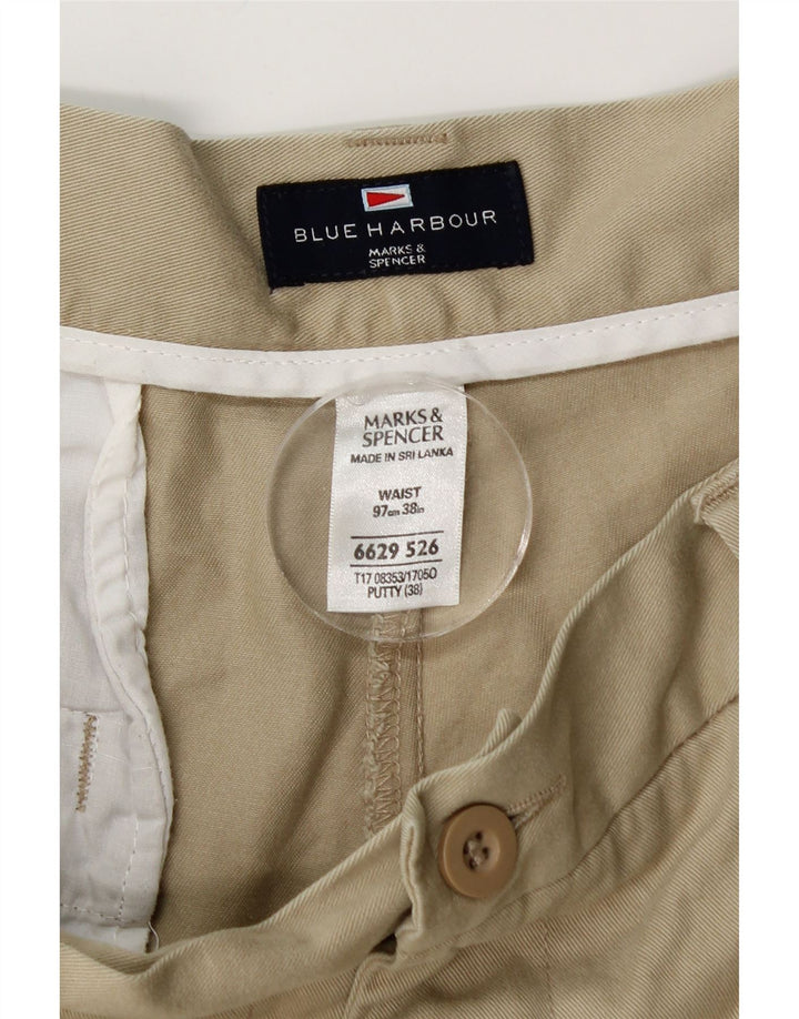 MARKS & SPENCER Short Cargo Bleu Harbor Homme W38 XL Coton Beige