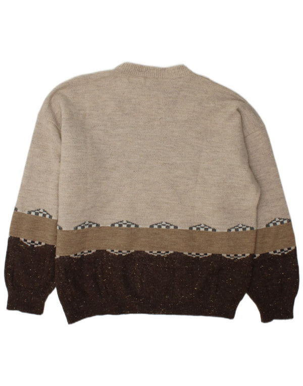 Incognito Pull col rond pour homme IT 56/58 XL Beige Colourblock