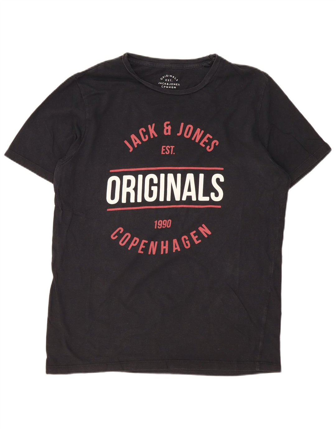 JACK & JONES Homme Originals T-Shirt Graphique Top XL Noir Coton