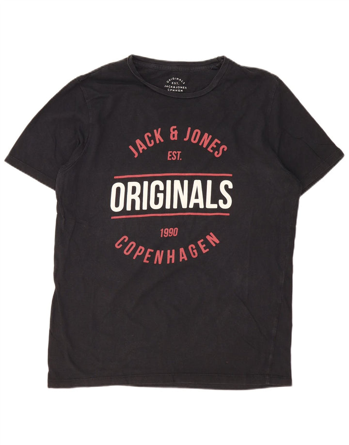 JACK & JONES Homme Originals T-Shirt Graphique Top XL Noir Coton