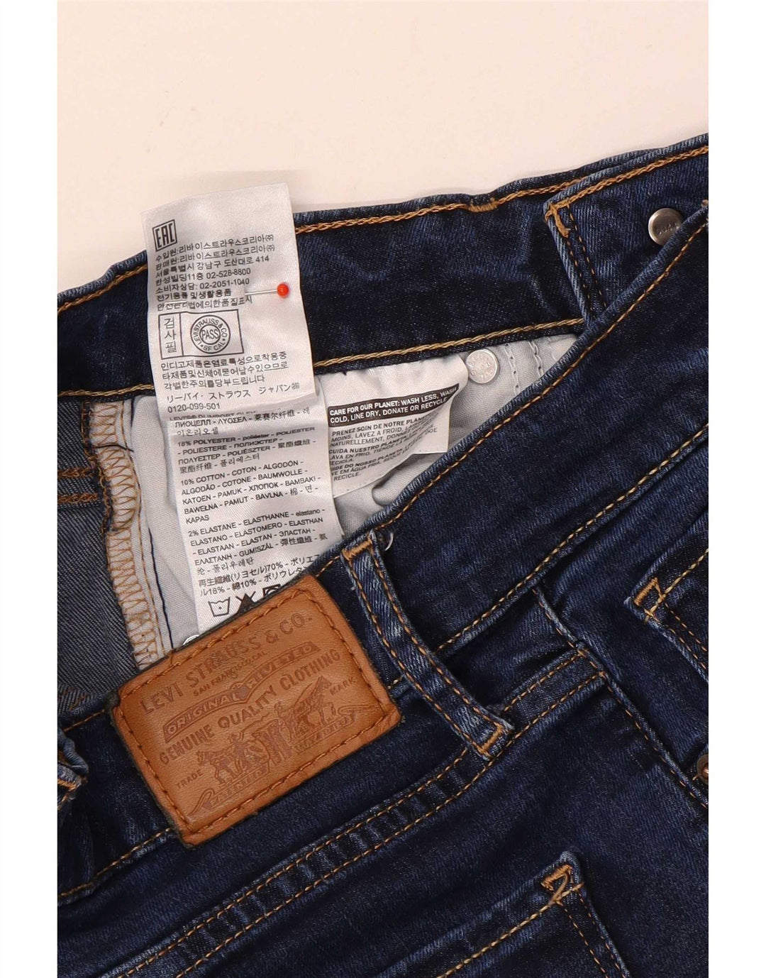 Levi's Jean Droit 724 Taille Haute Femme W25 L30 Bleu Marine Polyester