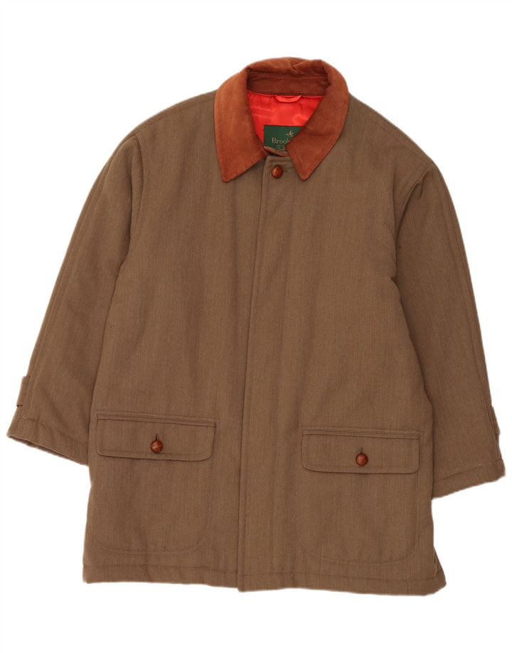 Brooksfield Manteau Homme IT 50 Large Marron Colorblock