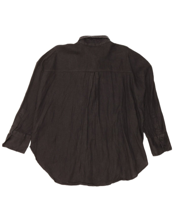 Zara Chemise surdimensionnée pour femme UK 14 Lin noir moyen