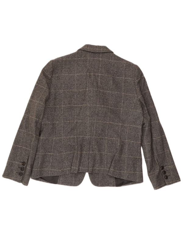 Armani Collezioni Veste blazer à 3 boutons pour femme IT 50 XL en laine à carreaux gris