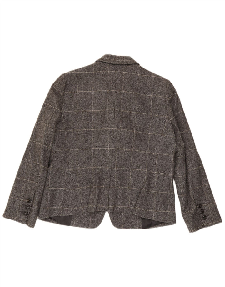 Armani Collezioni Veste blazer à 3 boutons pour femme IT 50 XL en laine à carreaux gris