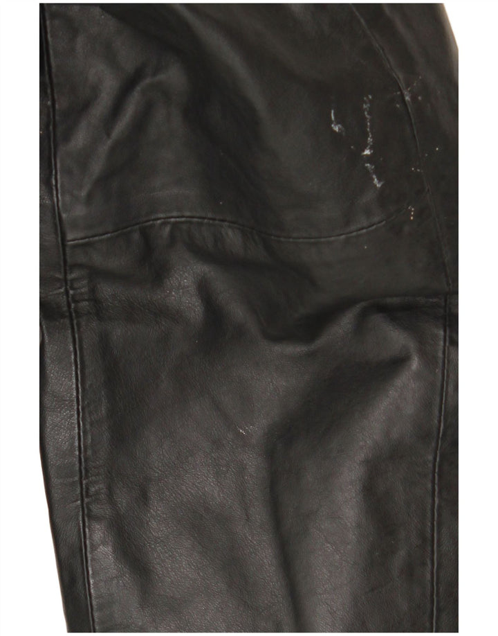 Manteau en cuir à capuche femme vintage IT 44 Cuir noir moyen