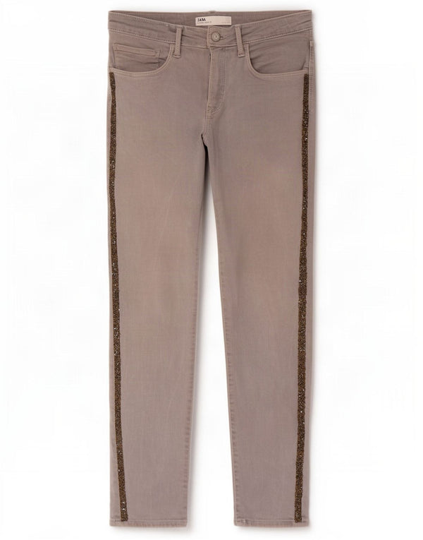 Zara Jean Slim Femme EU 42 Large W32 L26 Coton Gris
