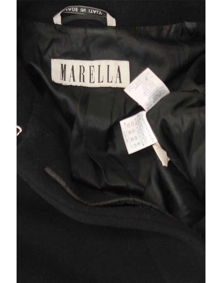 Marella Manteau Femme UK 12 Laine Vierge Noire Moyenne
