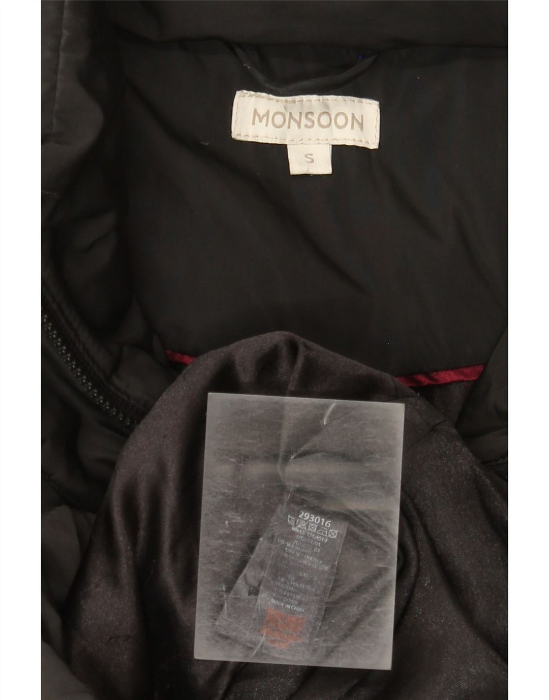 Monsoon Manteau Long Rembourré Femme UK 10 Petit Noir Polyester