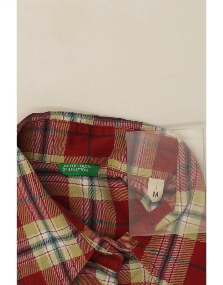Benetton Chemise militaire en flanelle pour femme UK 12 à carreaux rouges moyens