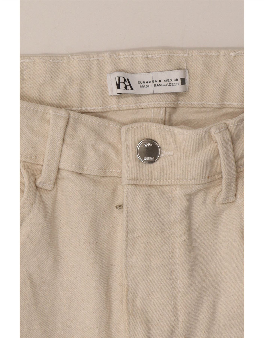 Zara Jean court pour femme EU 40 Medium W30 L25 Coton beige