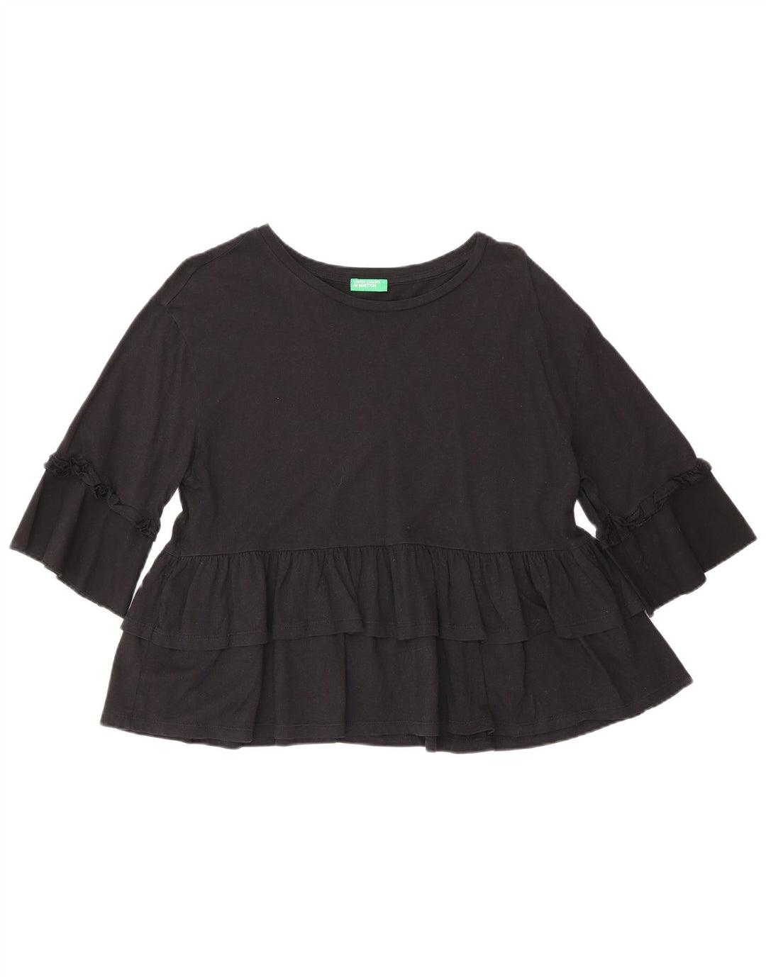 Benetton Chemisier à manches 3/4 pour femme US 4 Small Noir
