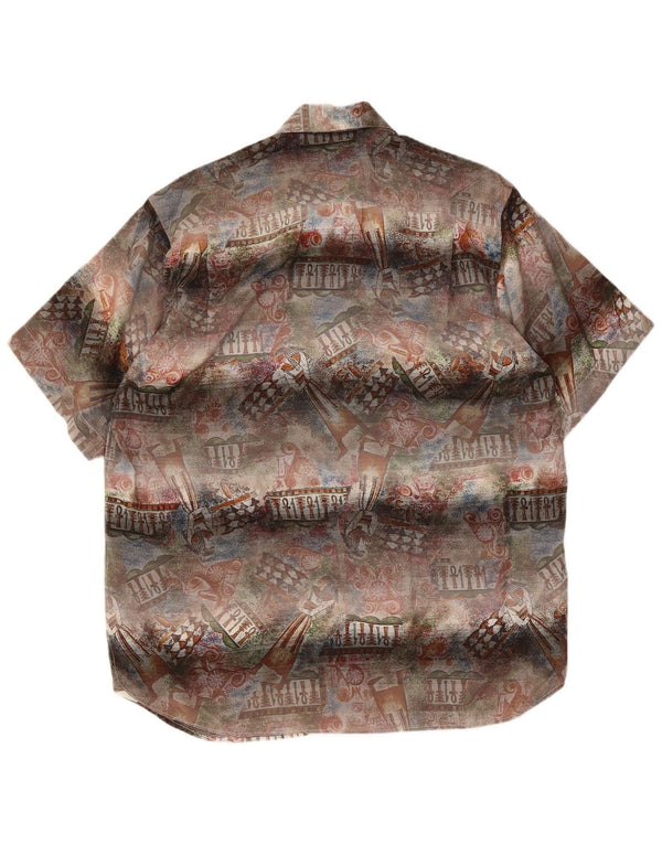 Vintage Mens Short Sleeve Abstract Pattern Shirt Medium Multicoloured