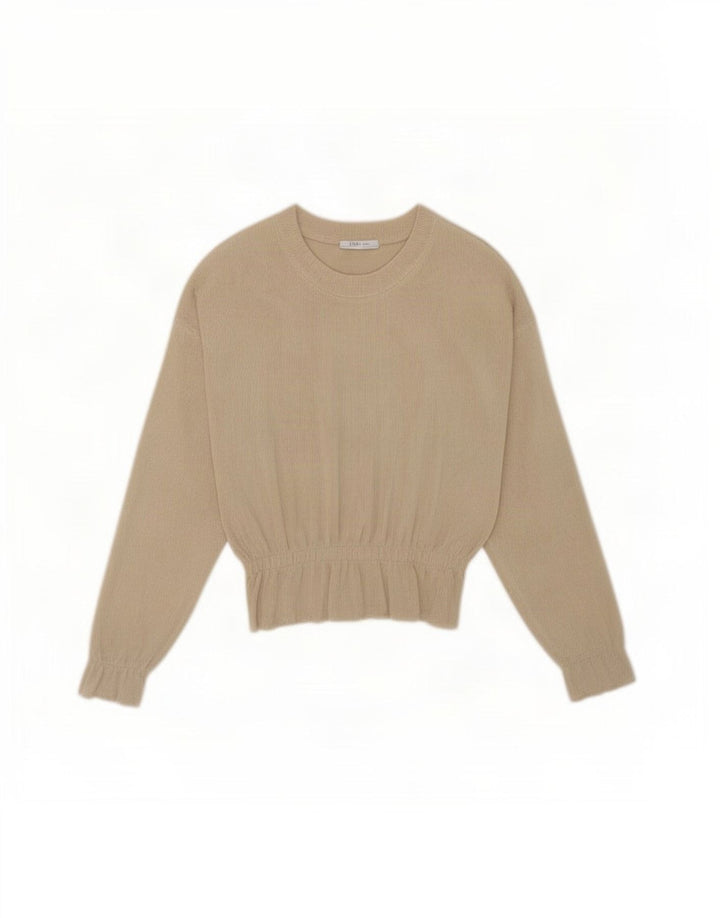 Zara Femme Haut Oversize Manches Longues UK 10 Petit Beige Polyester