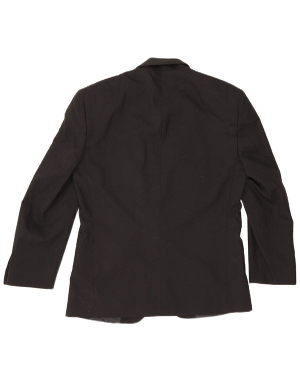 vintage Homme 1 Bouton Blazer Veste IT 48 Moyen Noir Laine Vierge Classique