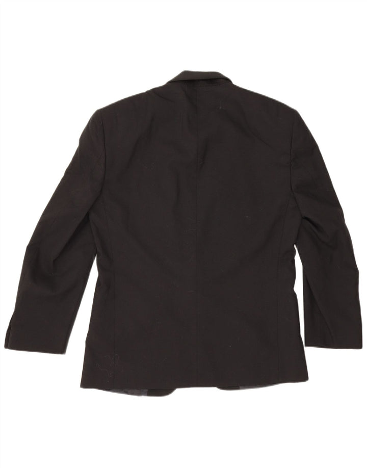 vintage Homme 1 Bouton Blazer Veste IT 48 Moyen Noir Laine Vierge Classique