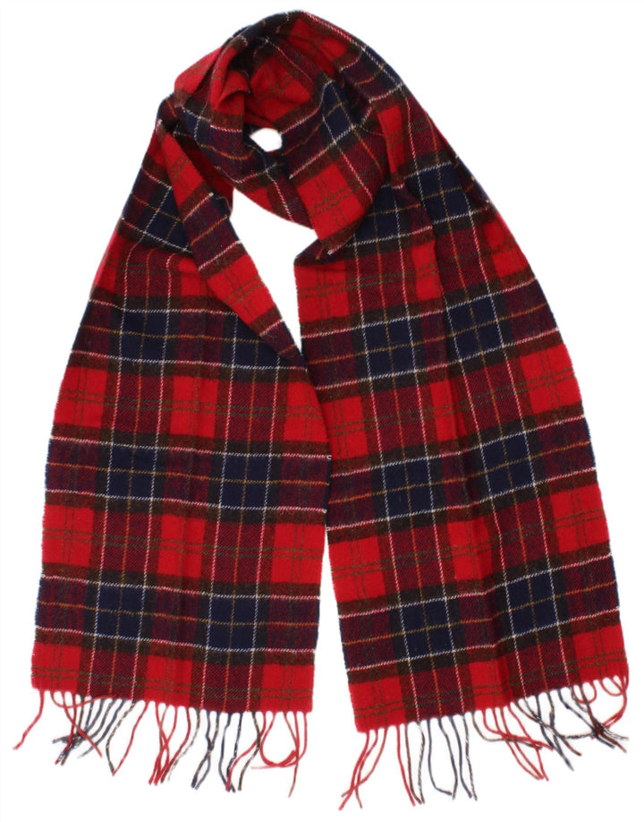 Barbour Écharpe rectangulaire pour homme Taille unique Rouge Plaid Laine Classique