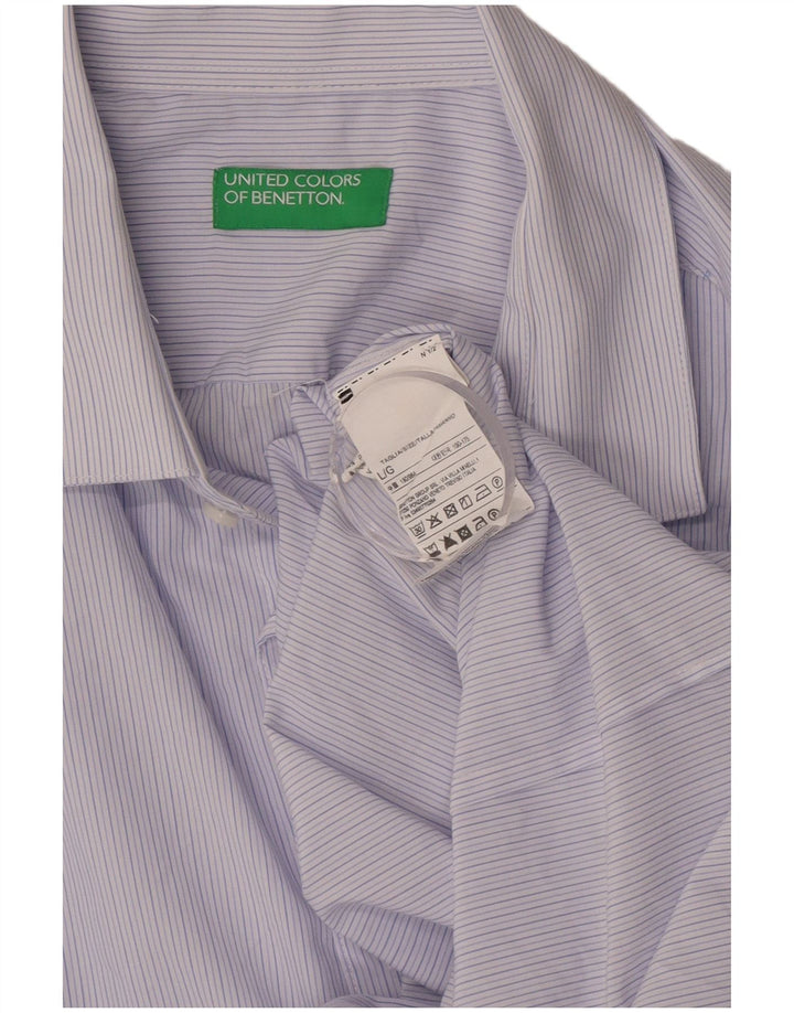 Benetton Chemise Homme Grandes Rayures Bleues En Viscose