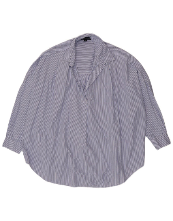 French Connection Chemise pull pour femme UK 14 Bleu moyen à fines rayures