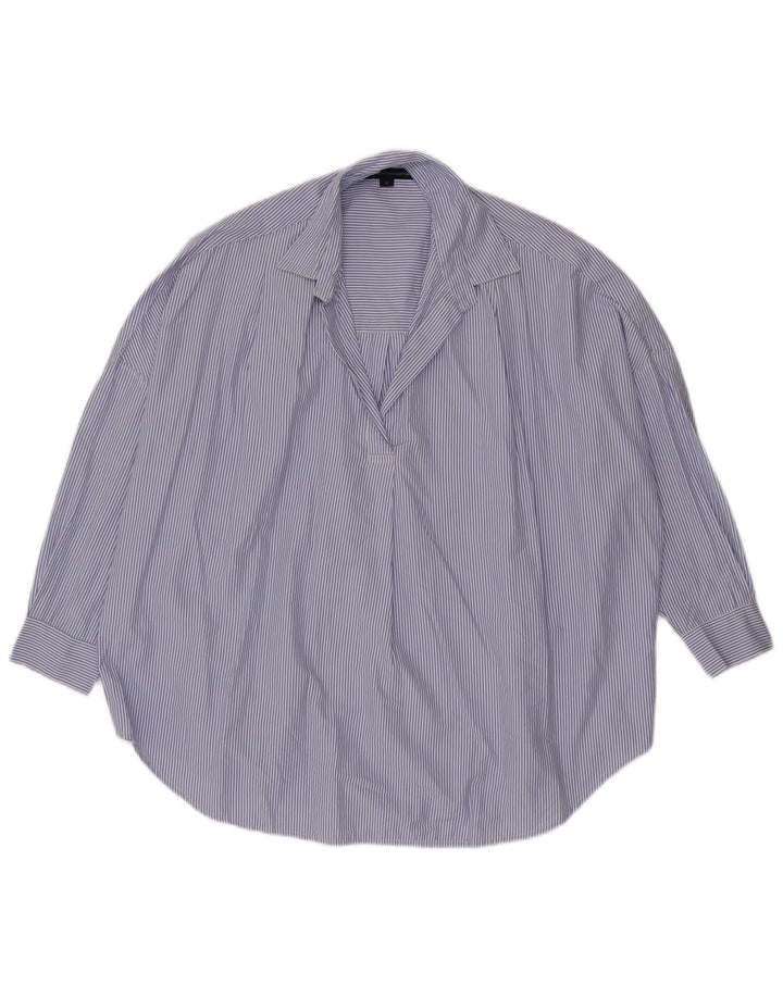 French Connection Chemise pull pour femme UK 14 Bleu moyen à fines rayures