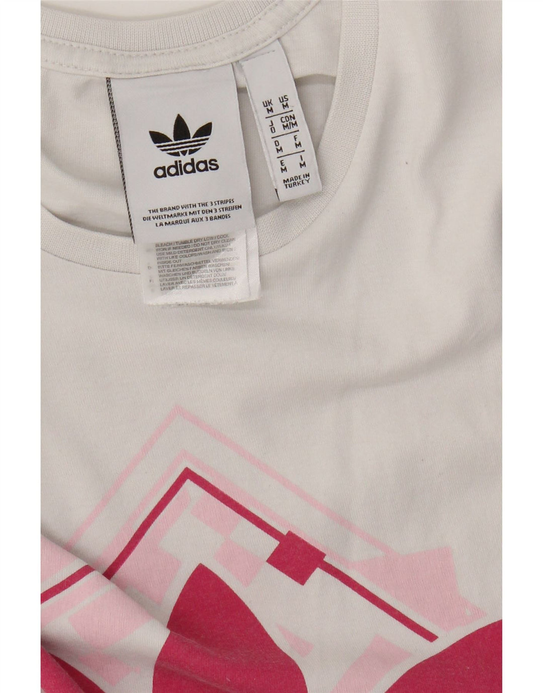 Adidas T-shirt graphique pour femme UK 14 en coton blanc moyen