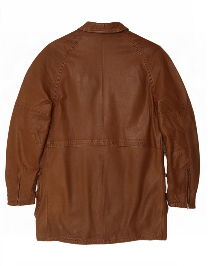 Manteau en cuir femme vintage IT 50 XL Marron