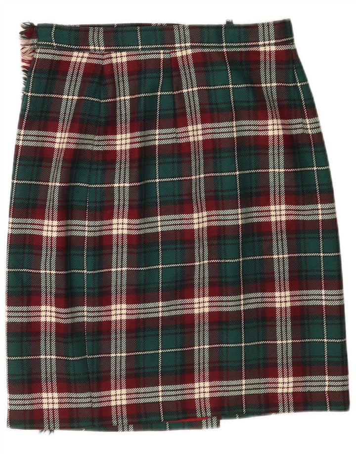 Jupe portefeuille femme supérieure IT 42 Medium W28 laine à carreaux vert