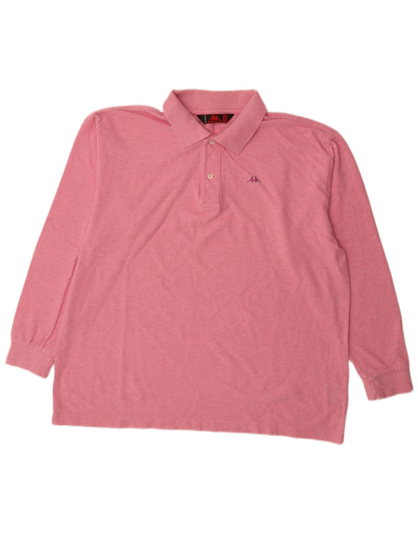 Kappa Polo à manches longues pour hommes, coupe régulière, 2XL, en coton rose