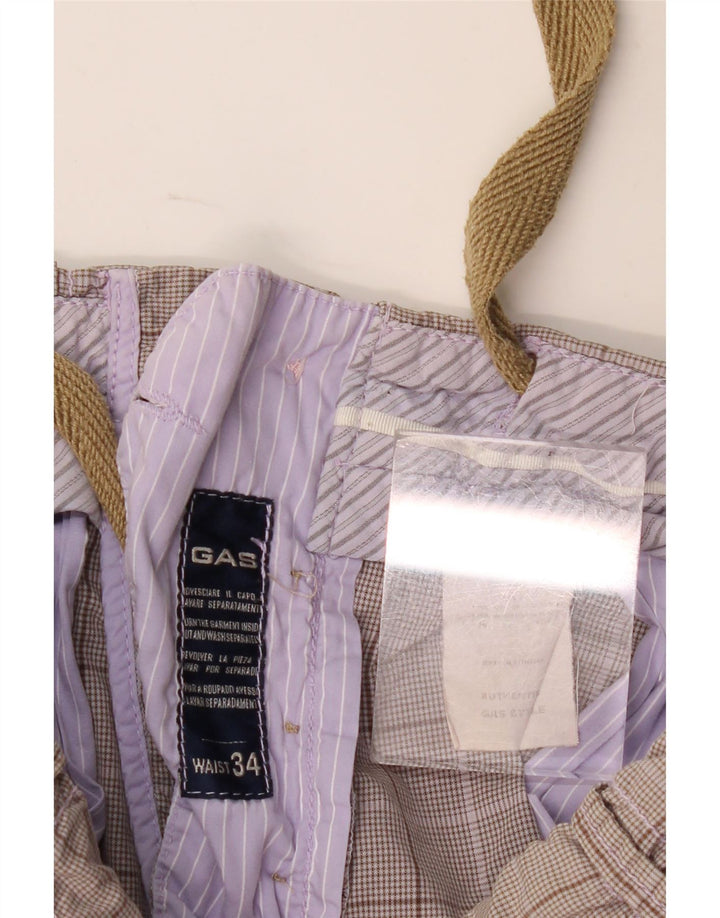 Gas Short Chino Homme W34 Grand Carreau Gris