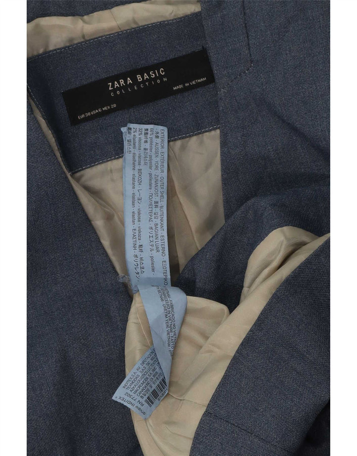 Zara Veste Blazer 1 Bouton Femme EU 38 Bleu Moyen Polyester