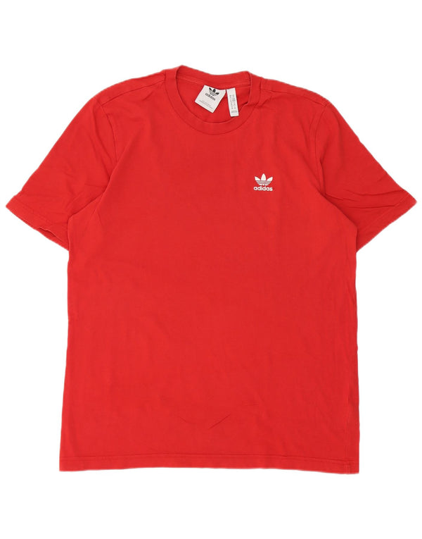 Adidas Mens Short Sleeve T-Shirt Top Medium Red Cotton Sports