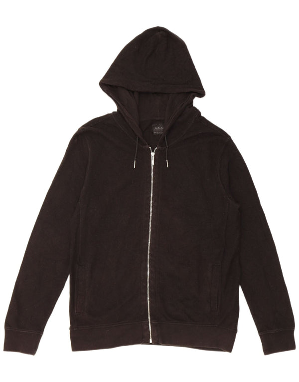 Zara Pull à capuche zippé pour homme 2XL en coton noir