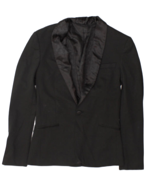 Zara Veste Blazer 1 Bouton Homme UK 36 Petit Noir Polyester