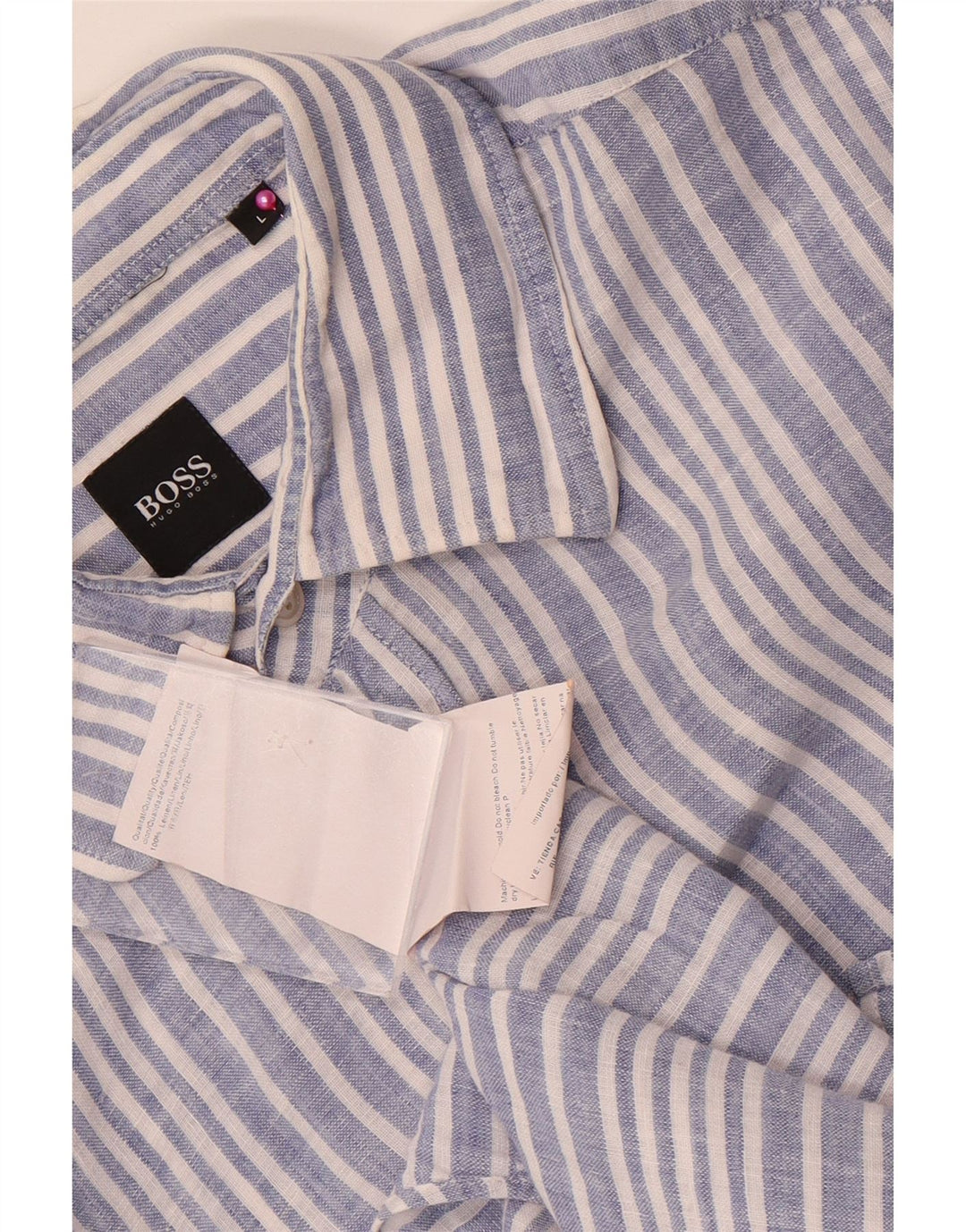 Hugo Boss Chemise homme en lin à fines rayures bleues