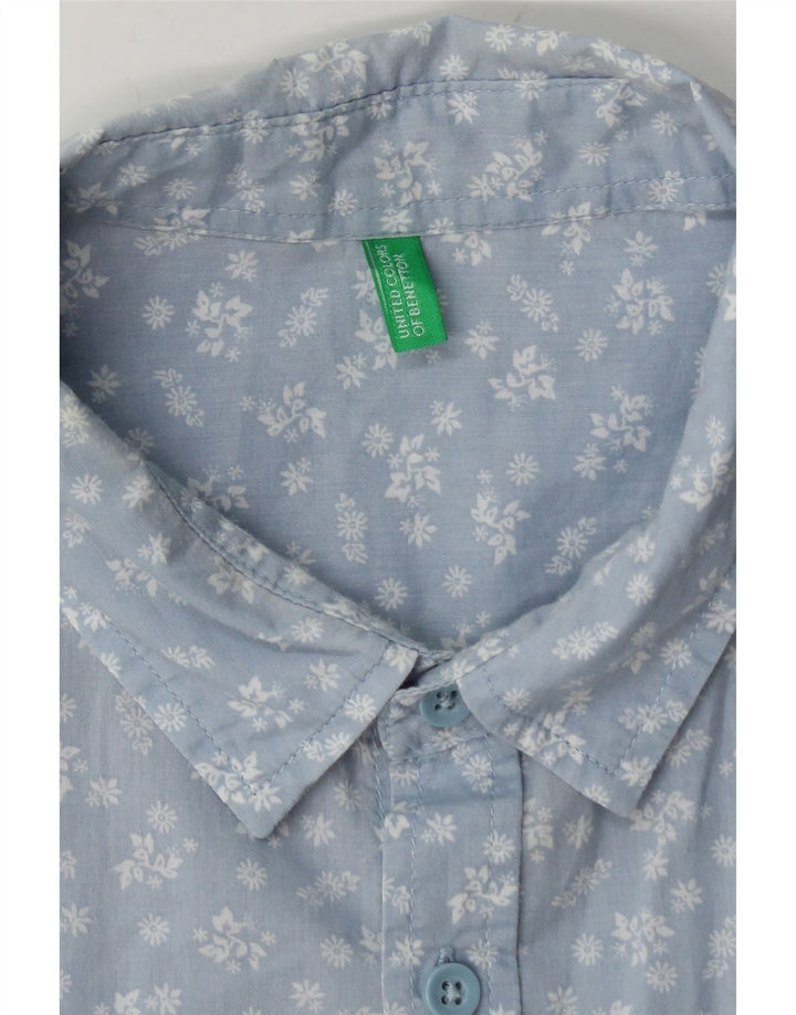Benetton Chemise Bleu Moyen Floral Homme