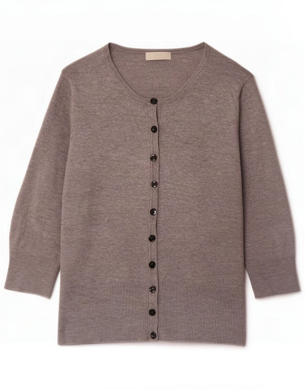 Marks & Spencer Pull cardigan à manches 3/4 pour femme UK 16 Large Gris