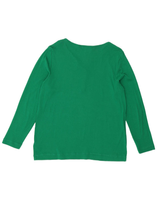 RALPH LAUREN Haut Femme Manches Longues UK 18 XL Coton Vert