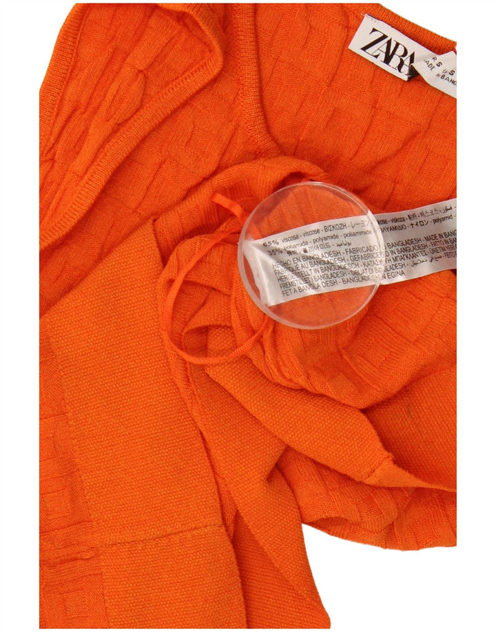 Zara Womens Crop Vest Top UK 8 Petite Viscose Orange