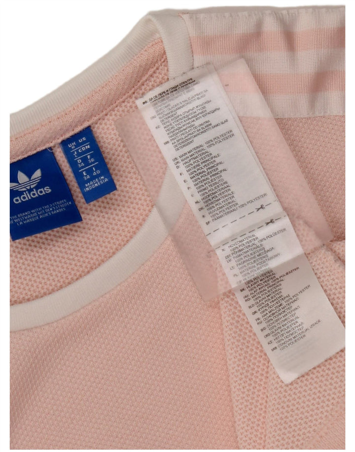 ADIDAS T-Shirt Femme UK 8 Petit Rose Polyester
