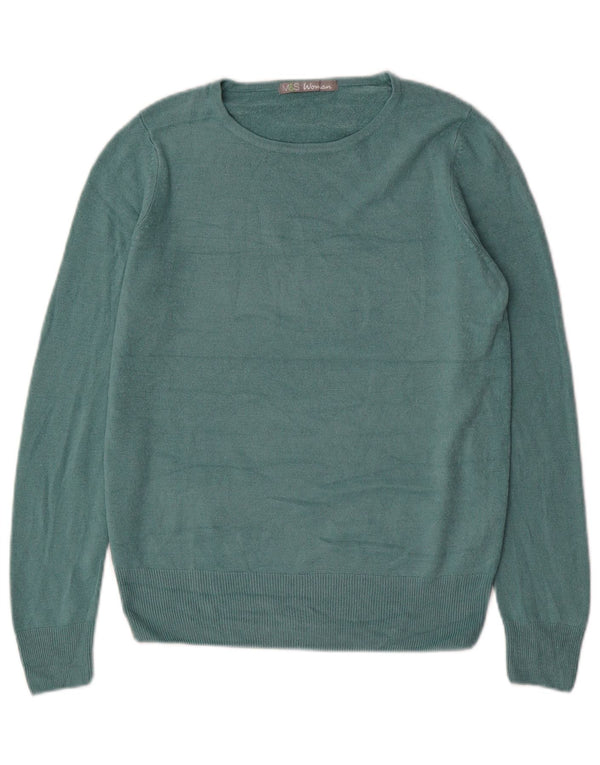 Marks & Spencer Pull col bateau pour femme UK 10 Petit Bleu Acrylique