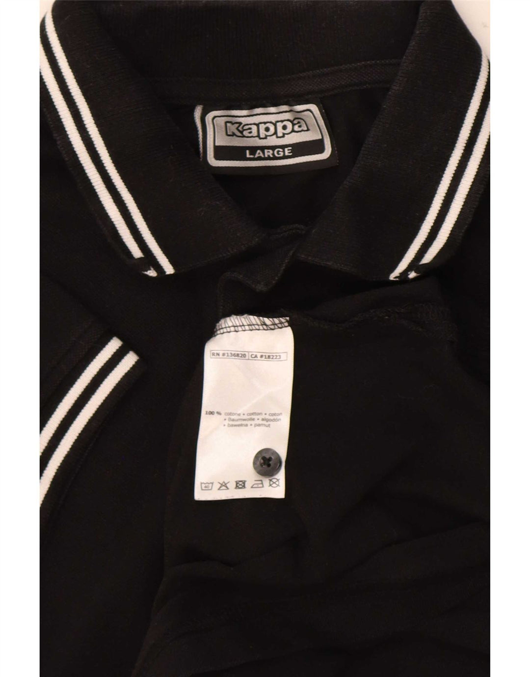 Kappa Polo Homme Large Noir Rayé Coton
