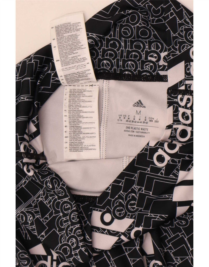 Adidas Leggings graphiques pour femmes UK 12/14 Polyester noir moyen