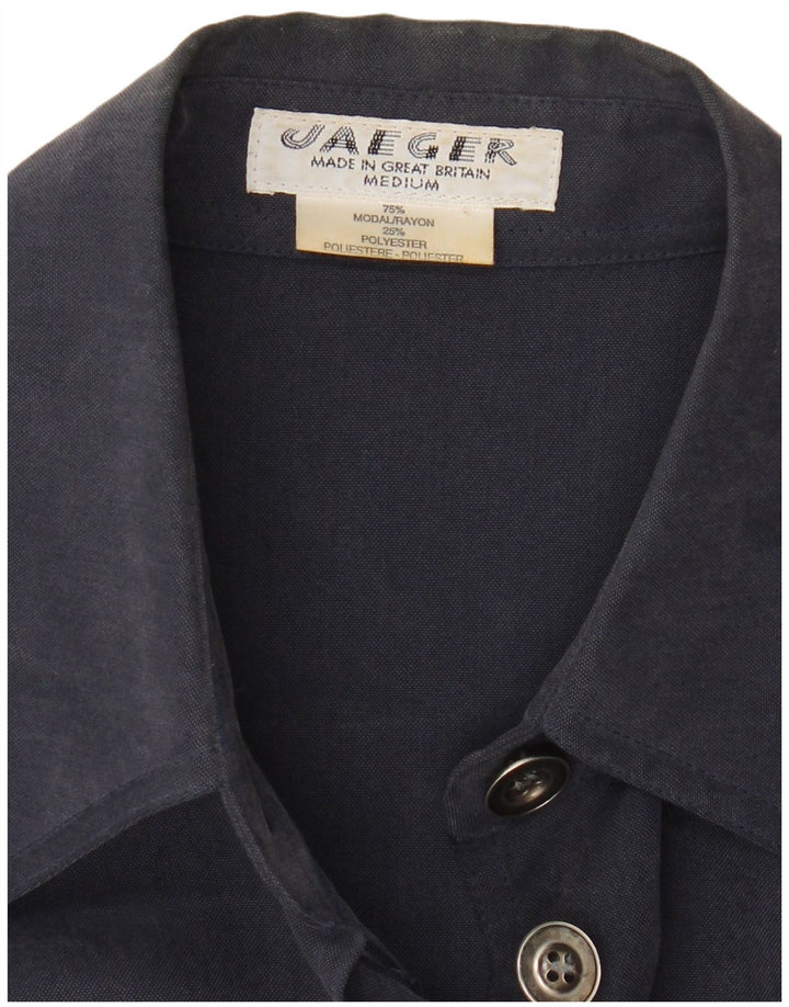 Jaeger Pardessus Femme UK 14 Moyen Bleu Marine Modal