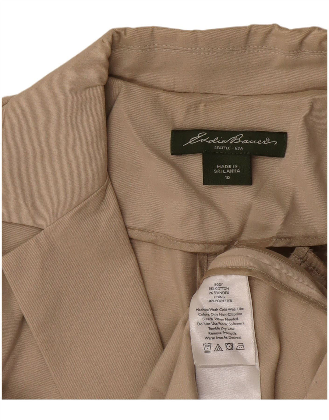 EDDIE BAUER Veste blazer à 2 boutons pour femme US 10 Grand coton beige