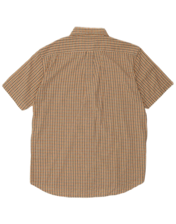 Kappa Chemise à manches courtes pour homme en coton à carreaux beiges
