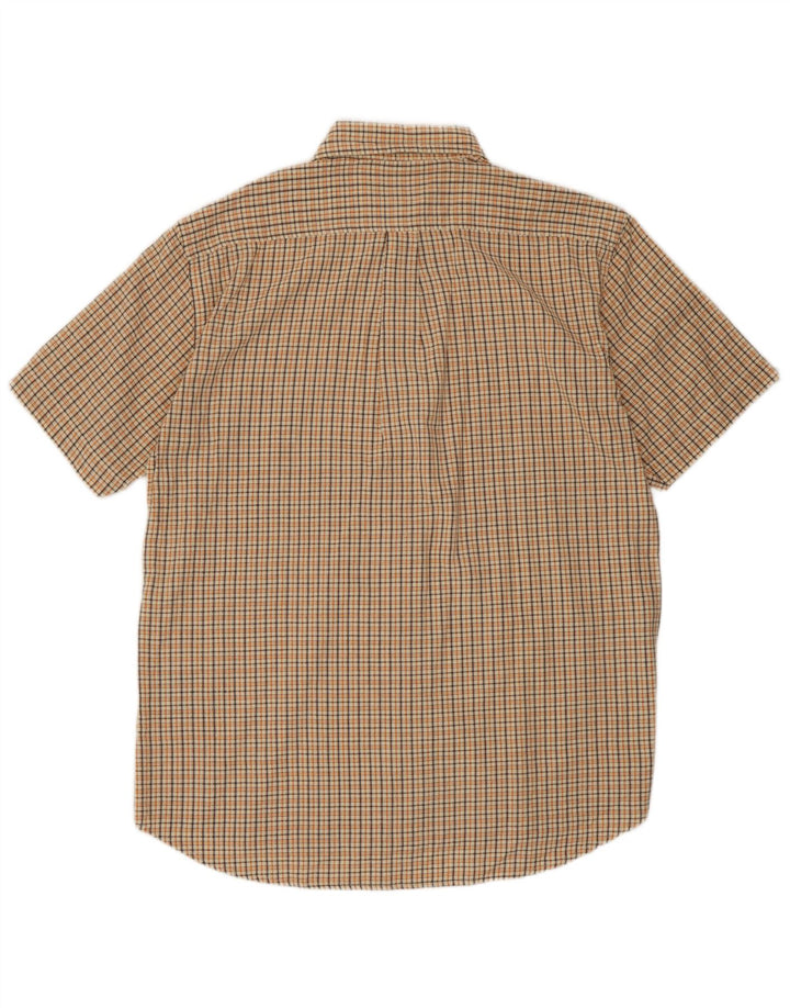 Kappa Chemise à manches courtes pour homme en coton à carreaux beiges