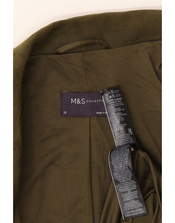 Marks & Spencer Veste blazer à 2 boutons pour femme UK 18 XL Coton kaki
