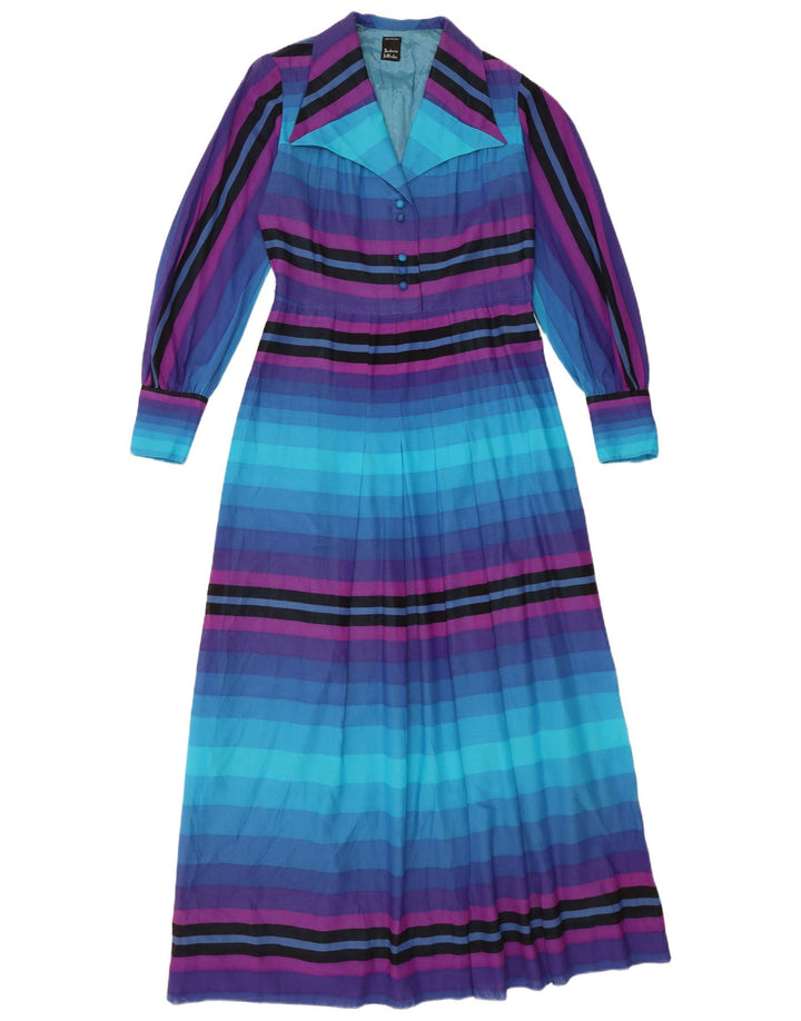 Barbara Robe longue à manches longues pour femme UK 10 Petites rayures multicolores