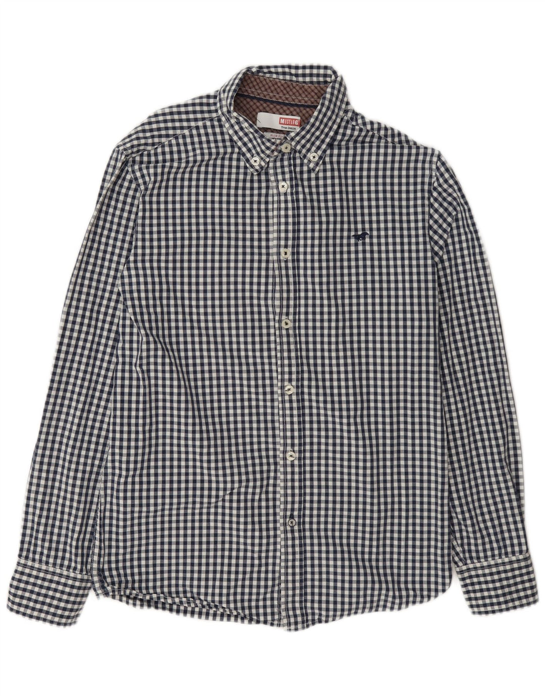 Mustang Chemise cintrée pour homme en coton vichy bleu marine moyen